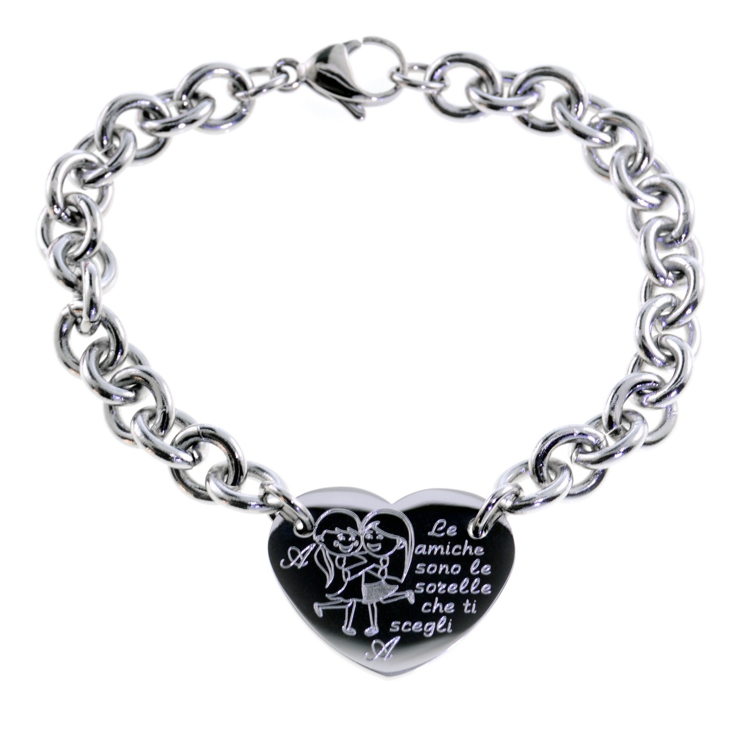 Heart bracelet FRIENDS ARE THE SISTERS YOU CHOOSE in stainless steel