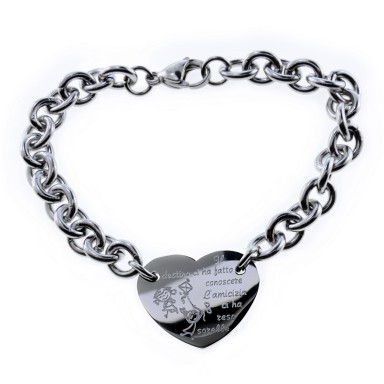 Bracciale cuore il DESTINO in acciaio inox