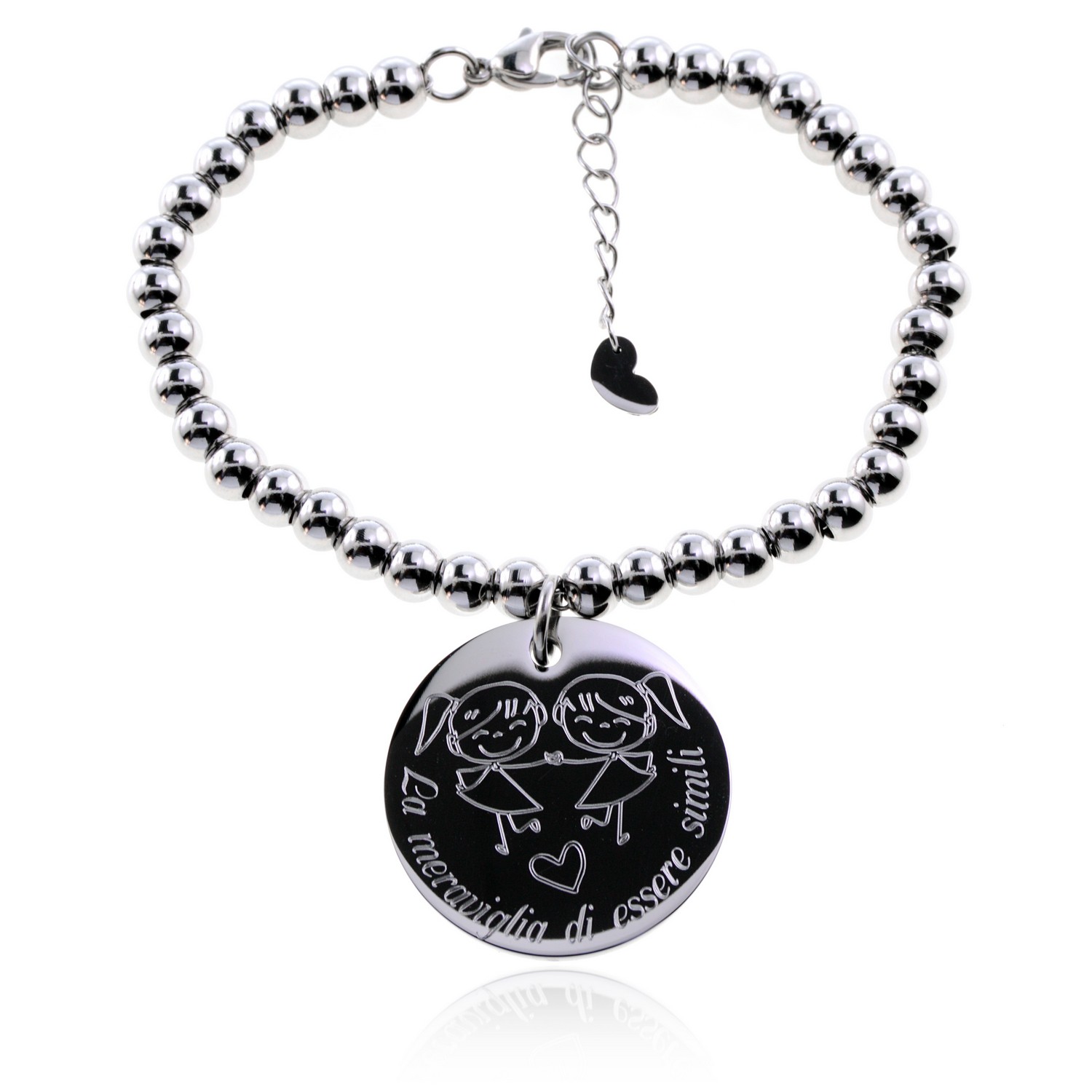 Bracciale Donna In Acciaio Inox 316L Con Ciondolo A Cuore - Placcato Oro 14K, Regolabile, Anallergico