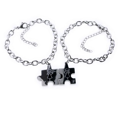 Coppia di bracciali PUZZLE amiche in acciaio inox
