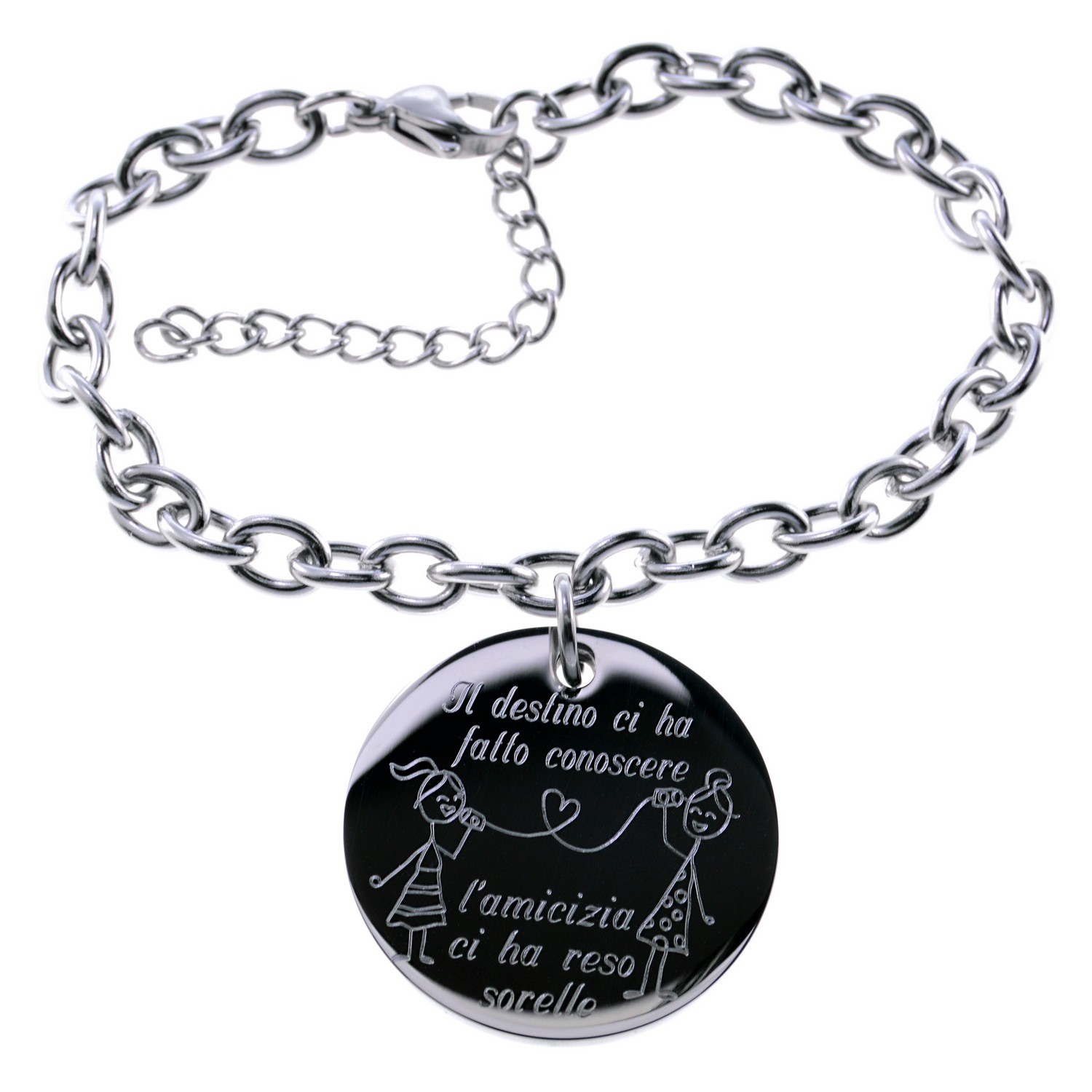 Collana Regalo Per Amica – Due Cuori Uniti In Acciaio Inox Lucidato, Con Dedica, Per Compleanno, Natale O Laurea