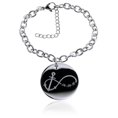 Bracelet with infinity and anchor in stainless steel