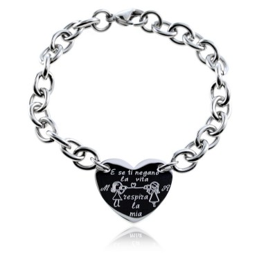 Heart bracelet "And if they deny you life .." in stainless steel