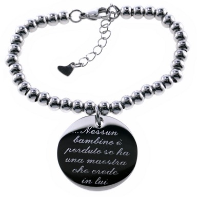 Round teacher bracelet with stainless steel beads