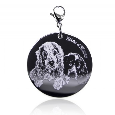 Charm with photo on round stainless steel pendant