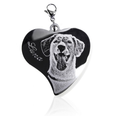 Charm con foto su cuore punta storta in acciaio inox