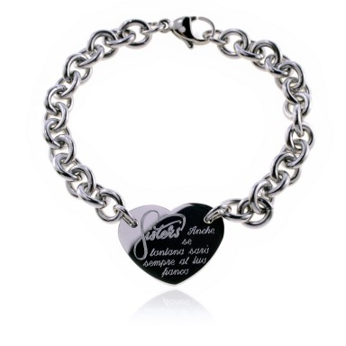 Bracciale cuore sister "anche se lontana.." in acciaio inox