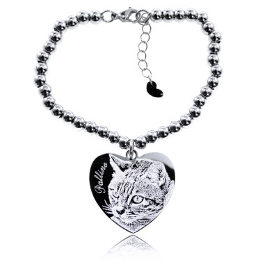 Bracciale palline con foto in acciaio inox