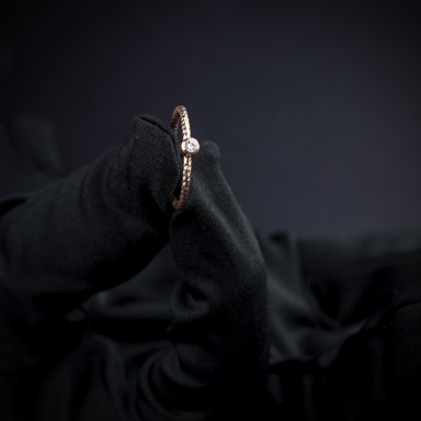 Solitaire ring in rose gold plated 925 silver