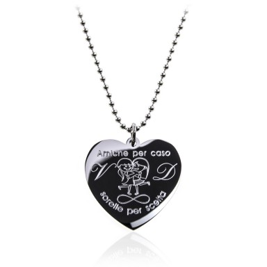 Custom necklace Friendship with heart in stainless steel