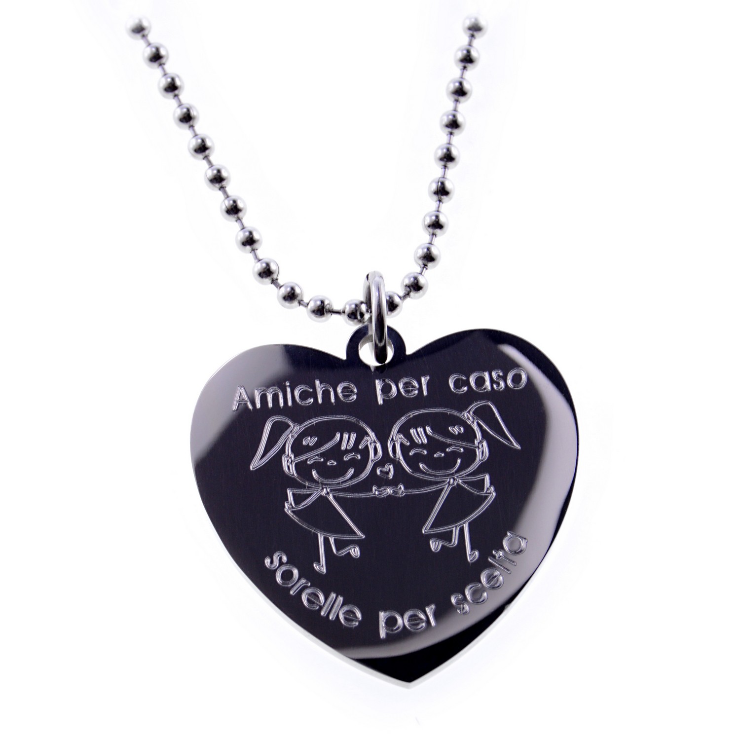 Collana &quot;Amiche per caso sorelle per scelta &quot; acciaio inox
