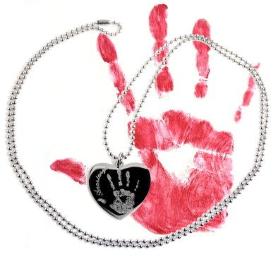 Necklace with child's imprint in stainless steel