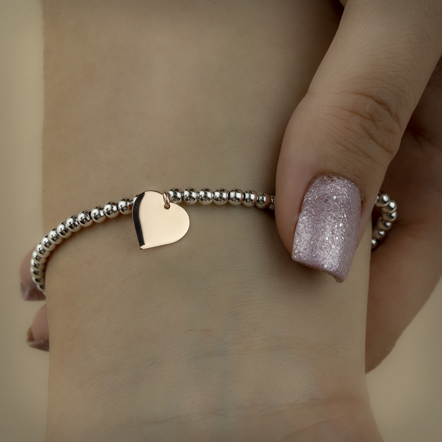 BRACCIALE PALLINATO IN ARGENTO 925 PLACCATO ORO ROSA 
