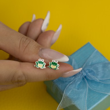 Pair of frog earrings in 925 silver