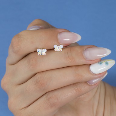 Pair of white butterfly earrings in 925 silver