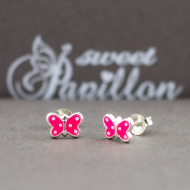 Pair of fuchsia butterfly earrings in 925 silver