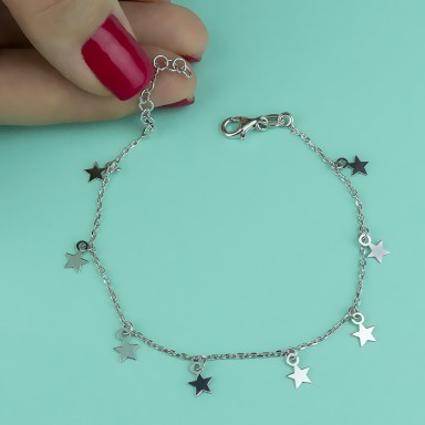 Micro-stars bracelet in rhodium-finished 925 silver