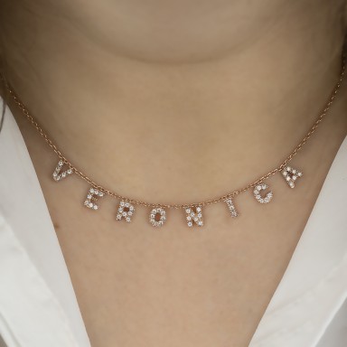 Customizable necklace with name in 925 silver with zircons