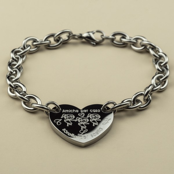 Bracciale Rigido In Acciaio Inox Con Cuore Battito Elettrocardiogramma – Gioiello Donna, Regalo Anniversario O San Valentino - 3