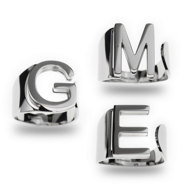 MONOGRAM adjustable ring in stainless steel