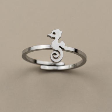 Adjustable stainless steel Seahorse ring