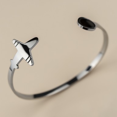 Unisex airplane bracelet in stainless steel