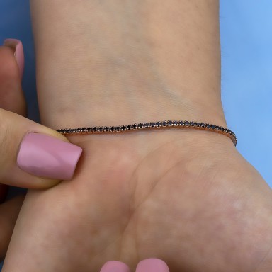 Black tennis bracelet in rhodium finish 925 silver
