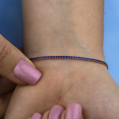 Blue tennis bracelet in rhodium finish 925 silver