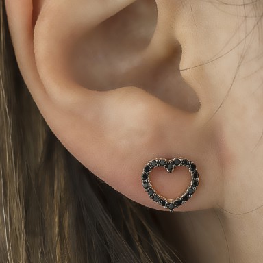 copy of Rose gold plated 925 silver heart with black zircons