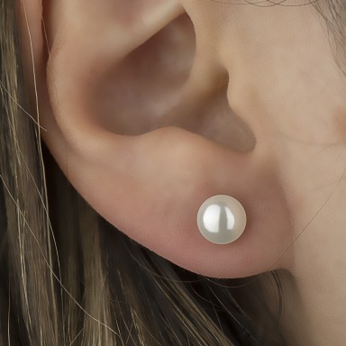 Single earring in 925 silver with pearl 0.6 cm