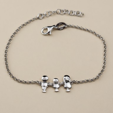 Family bracelet with girl in rhodium finish 925 silver