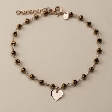 "IVY" model bracelet in rose gold plated 925 silver heart