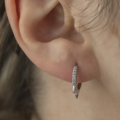 Single 14 mm 925 silver headband with white zircons and studs