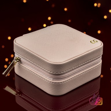 Pink jewelry box customizable in eco leather