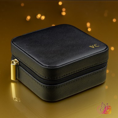 Black jewelry box customizable in eco leather