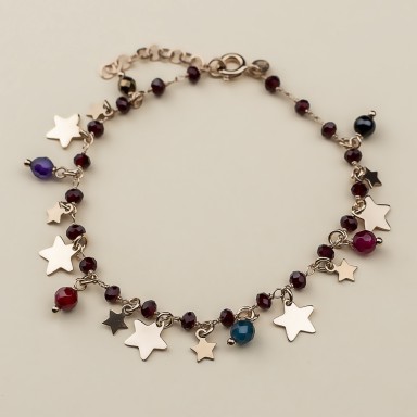 "FOXGLOVE" model bracelet in rose gold plated 925 silver stars