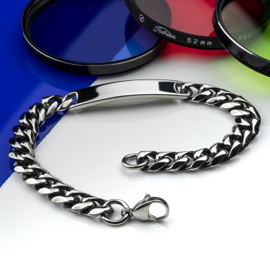 Bracciale uomo maglia groumette semi brunito in acciaio inox