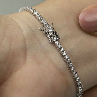 Tennis in 925 rhodium silver with zircons