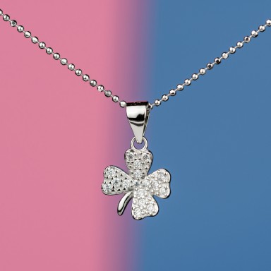 Quatrefoil necklace in 925 silver with zircons