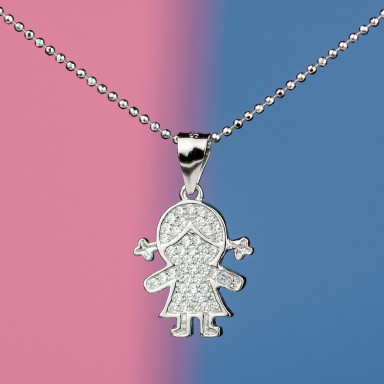 Baby girl necklace in 925 silver with zircons