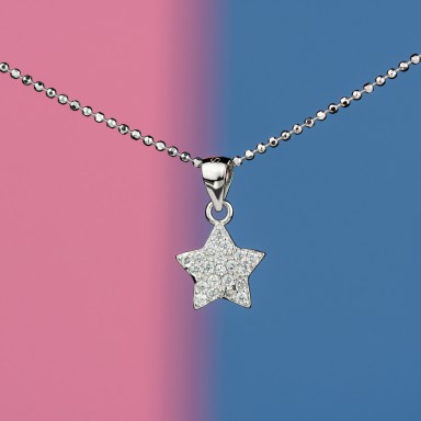 Star necklace in 925 silver with zircons