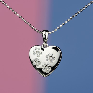 Heart with pow necklace in 925 silver with zircons