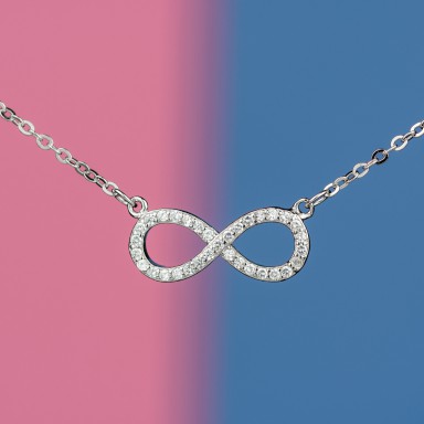 Infinity necklace in 925 silver with zircons