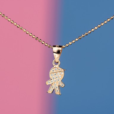 Baby boy necklace in 925 silver with zircons rose gold plated