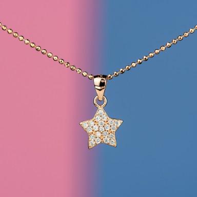 Star necklace in 925 silver with zircons rose gold plated