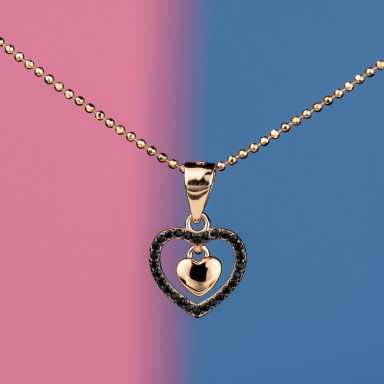 Heart necklace in 925 silver with zircons rose gold plated