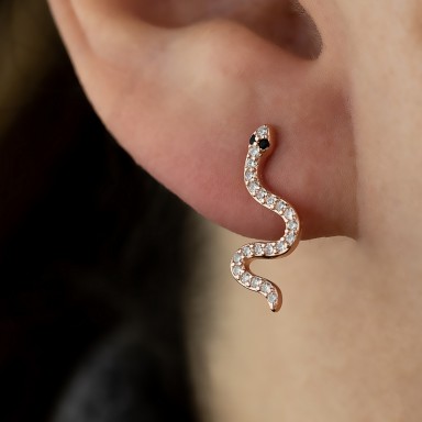Single snake earring 925 silver