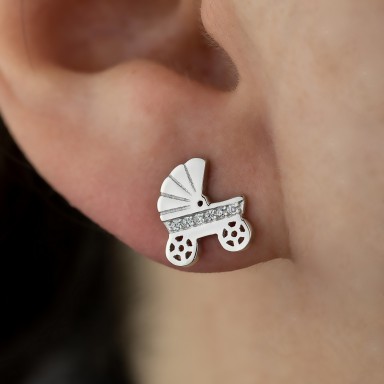 Single baby prom earring in 925 silver