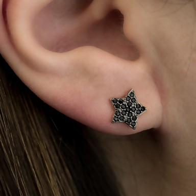 Single 925 silver pavè star with zircons