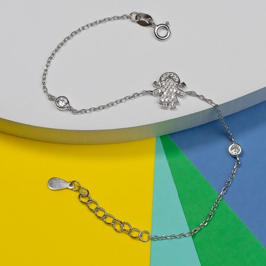 baby girl bracelet in rhodium-plated 925 silver